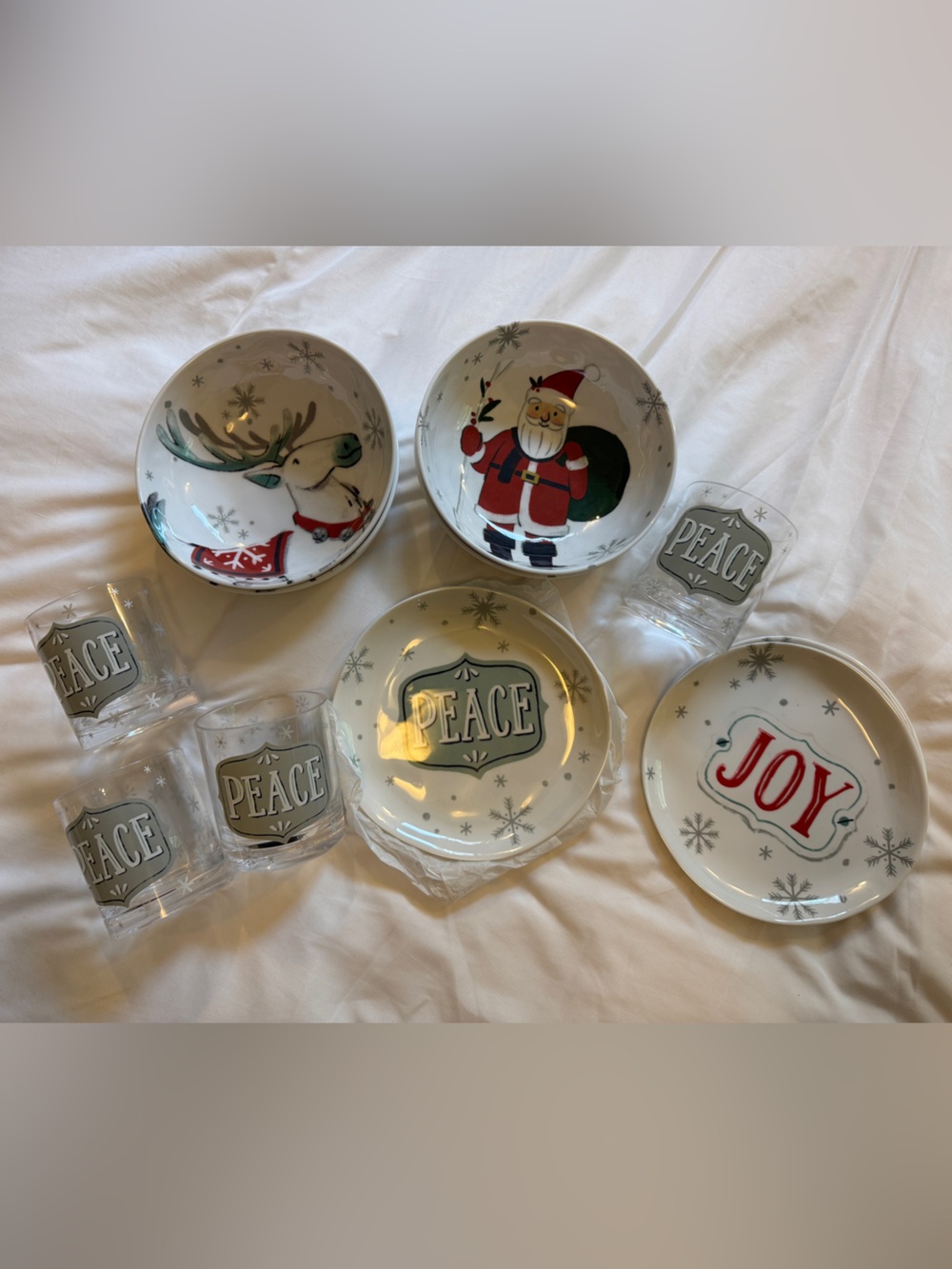 Holiday 'Peace & Joy' Tumbler, Bowl, and Plate Set